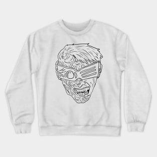 Scary Bionic Cyborg Monster Horror Black Lineart Crewneck Sweatshirt